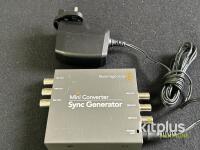 Blackmagic Design Mini Converter Sync Generator, 6 BNC Outputs, 12V, Power Supply, S/N 326991
