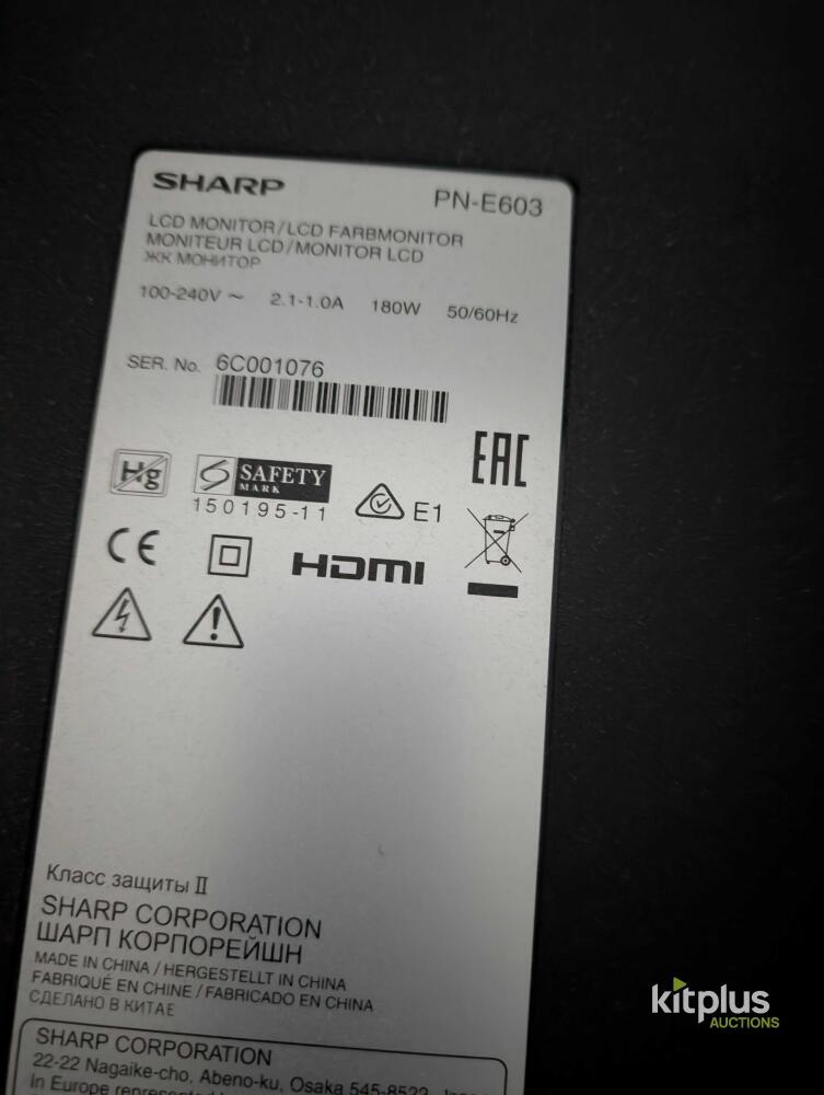Sharp PN-E603 60-inch Professional LCD Monitor, 1080p Full HD, 450 cd ...
