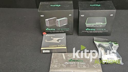 BirdDog FLEX Backpack & FLEX 4K IN 4K NDI Video Encoders, HDMI, PoE, RS232, Power Adapters, S/Ns