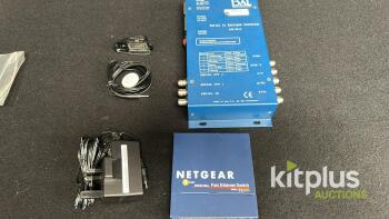 BAL Broadcast SAC 011A Serial to Analogue Converter & Netgear FS105 5-Port Ethernet Switch w/Accs