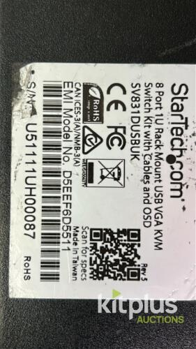 StarTech 8-Port 1U USB VGA KVM Switch Kit (SV831DUSBUK) w/ Extenders, 15km Fiber Converter