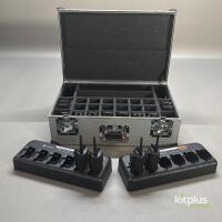 Motorola Silver Flight Case, 12x Motorola DP1400 UHF Handheld Two-Way Radio, 13x Motorola PMNN4251 NiMH 1400mAh Battery Pack for DP1400 Two-Way Radio, 11101