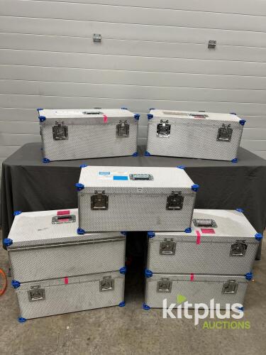 Heavy Duty Aluminum Flight Case, 28"x14"x12" with Custom Foam, Lockable, Stackable Blue Corners Qty 7