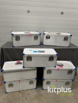 Heavy Duty Aluminum Flight Case, 28"x14"x12" with Custom Foam, Lockable, Stackable Blue Corners Qty 7