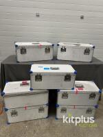 Heavy Duty Aluminum Flight Case, 28"x14"x12" with Custom Foam, Lockable, Stackable Blue Corners Qty 7