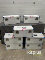 Heavy Duty Aluminum Flight Case, 28"x14"x12" with Custom Foam, Lockable, Stackable Blue Corners Qty 7