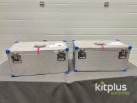 Aluminum Transport Case, 28x15x12 in, Foam Insert, Stackable, Dual Latch, Blue Corners Qty 2