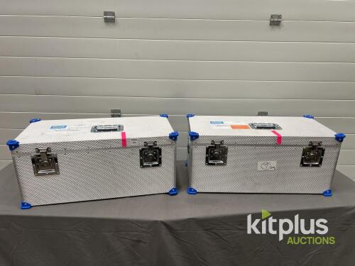 Aluminum Transport Case, 28x15x12 in, Foam Insert, Stackable, Dual Latch, Blue Corners Qty 2