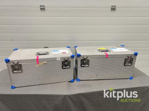 Aluminum Transport Case, 28x15x12 in, Foam Insert, Stackable, Dual Latch, Blue Corners Qty 2