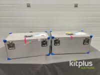 Aluminum Transport Case, 28x15x12 in, Foam Insert, Stackable, Dual Latch, Blue Corners Qty 2