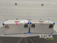 Aluminum Transport Case, 28x15x12 in, Foam Insert, Stackable, Dual Latch, Blue Corners Qty 2
