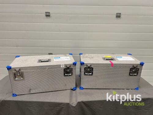 Aluminum Transport Case, 28x15x12 in, Foam Insert, Stackable, Dual Latch, Blue Corners Qty 2