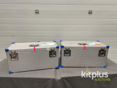Aluminum Transport Case, 28x15x12 in, Foam Insert, Stackable, Dual Latch, Blue Corners Qty 2