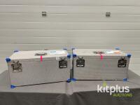 Aluminum Transport Case, 28x15x12 in, Foam Insert, Stackable, Dual Latch, Blue Corners Qty 2