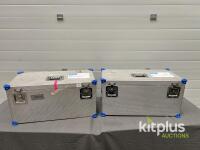 Aluminum Transport Case, 28x15x12 in, Foam Insert, Stackable, Dual Latch, Blue Corners Qty 2