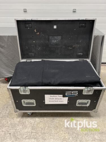 Black Bolton Twill Cloth/drape. Assorted Sizes in Heavy-Duty Road Case