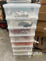 Bulk Mixed HDMI, IEC, Ethernet, Power & AV Cable Lot &ndash; 300+ Items in Stackable Bins, UK/EU Plugs - 9