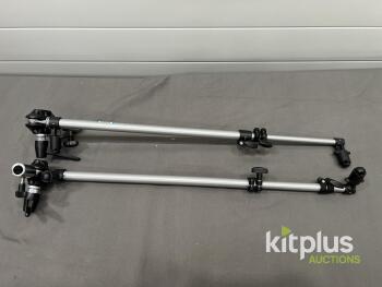 Pair of Articulated Boom Extension Arms &ndash; Aluminum, 35-in Max, 3 Joints, Silver/Black