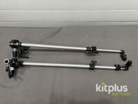 Pair of Articulated Boom Extension Arms &ndash; Aluminum, 35-in Max, 3 Joints, Silver/Black