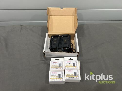 Hawk-Woods DV-MC2 Dual NP-F Battery Charger with 4x DV-F790 6800mAh 7.2V Batteries
