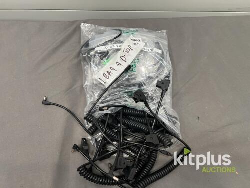 Lot of 9 D-Tap to DC Barrel Coiled Power Cables, Male to Male, 3-4 ft Extended, Black