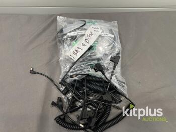 Lot of 9 D-Tap to DC Barrel Coiled Power Cables, Male to Male, 3-4 ft Extended, Black