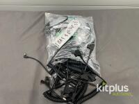 Lot of 9 D-Tap to DC Barrel Coiled Power Cables, Male to Male, 3-4 ft Extended, Black
