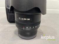 Sony FE 24mm F1.4 GM Prime Lens, E-mount, Full Frame, Serial 1891022, Case & Hood Included - 2