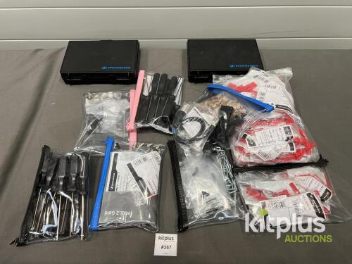 Sennheiser MKE 2-4 GOLD-C Lavalier Microphone Kits with Accessories, Tools, Cases, Lot #367