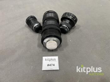 Vintage C-Mount Lens Lot: D6X9.5A 9.5-57mm Zoom, 65mm F1.8 Japan TV Lens, Plus Prime