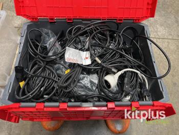 Bulk Lot of 25 Mixed Power Cords, IEC C13/NEMA 5-15P, 6ft, Red Tote, Assorted Types & Lengths