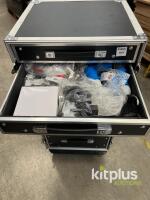 7-Drawer Rolling Tool Chest Road Case, Black, kitplus #665, Lockable Drawers, Caster Wheels. Missing front and rear panels. - 4