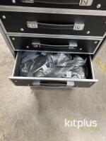 7-Drawer Rolling Tool Chest Road Case, Black, kitplus #665, Lockable Drawers, Caster Wheels. Missing front and rear panels. - 5