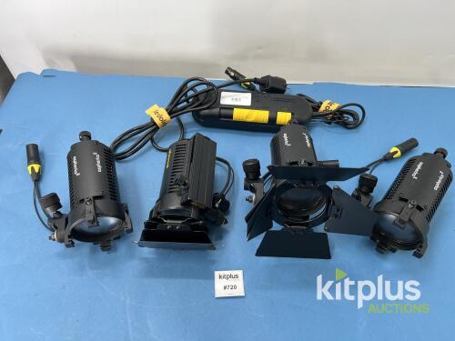 Dedolight DLH4 4-Light Kit, DT24-1E 24V/150W Power Supply, Barndoors, Cables &ndash; Excellent Condition