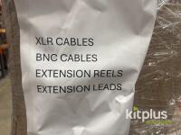 Mixed Lot AV Cables & Power Extension Reels - EU Schuko, XLR, BNC, 6-Way Leads, Palletized - 5