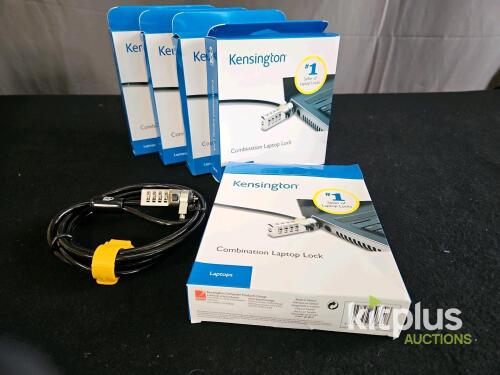 5 x Kensington K64675EU Combination Laptop Lock, 6 ft Carbon Steel Cable, Keyless, for Security Slot