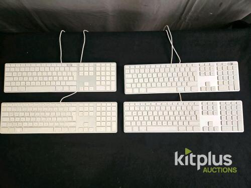 4 x Apple A1243 Wired USB Keyboard UK Layout with Numeric Keypad, Aluminum, White Keys