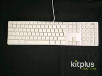 4 x Apple A1243 Wired USB Keyboard UK Layout with Numeric Keypad, Aluminum, White Keys - 4