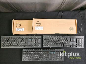 3 x Dell KB216-BK-UK Wired Keyboard, Full-Size, UK Layout, Black, Plunger Switches