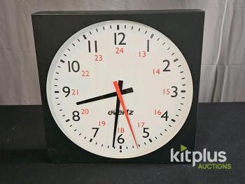 Evertz 1212L Synchronized Analog Time Code Wall Clock, 12V DC, 13.5" Face, RS-232/422