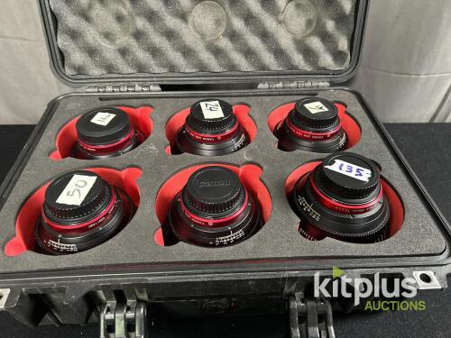 Canon CN-E EF Cine Prime Lens Set: 14, 24, 35, 50, 85, 135mm, Hard Case, EF Mount, T1.3/T3.1