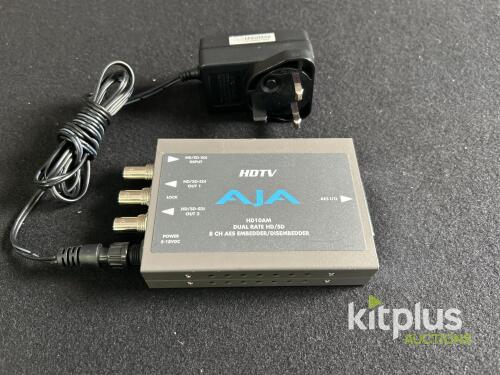 AJA HD10AM Dual Rate HD/SD 8-Channel AES Audio Embedder/Disembedder w/ Power Supply
